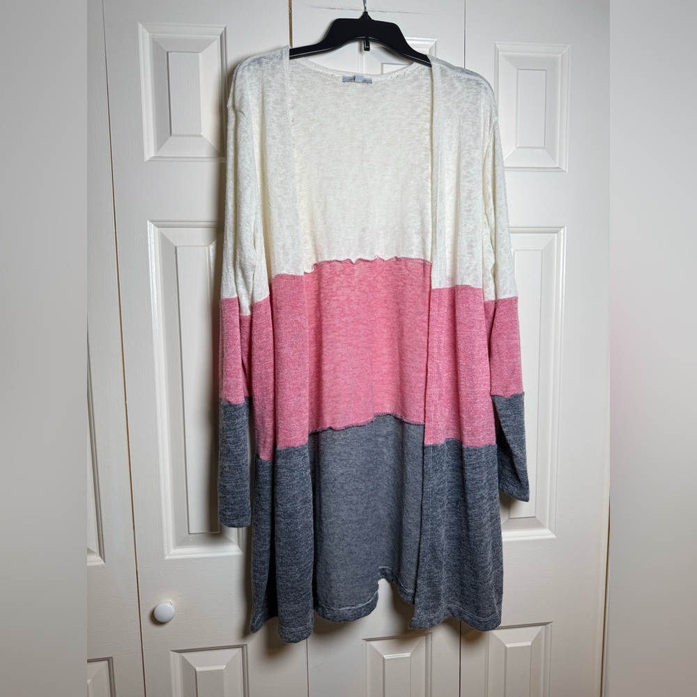 White Birch Color Block Cardigan Sweater